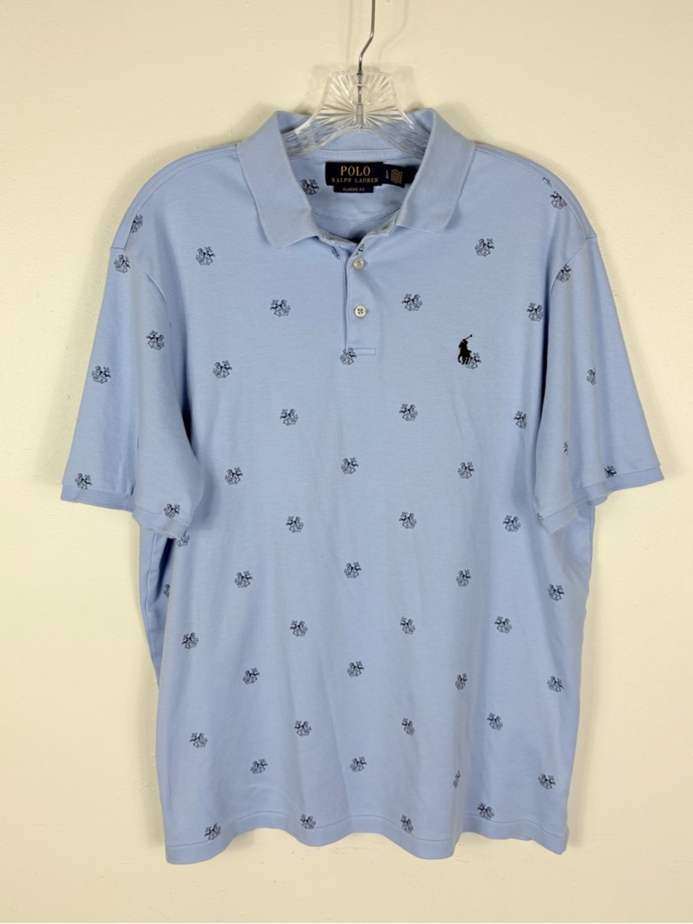 Polo Ralph Lauren Light Blue Polo with Navy Anchor Motifs